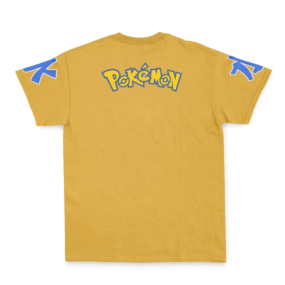 Men's Loose Oversized T-Shirt, Pokemon Psyduck Retro Poster Print Yellow Cotton Short Sleeve Anime Streetwear Top - view 4