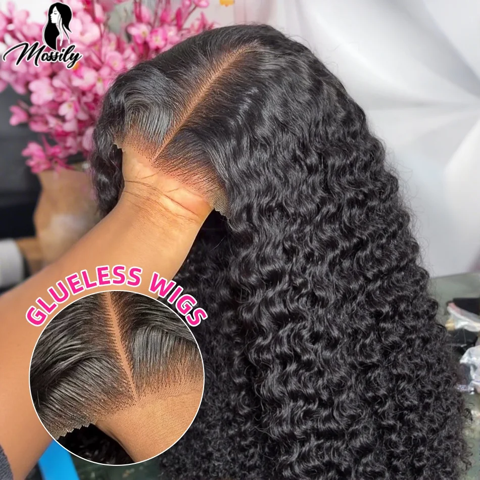 

Вьющийся парик фронта шнурка 5x5 бесклеевого цвета, 100% человеческие волосы 13x6 HD, глубокая волна, кружевные фронтальные парики 13x4, вода 30, 40 дюймов, закрытие Kinky WearGo