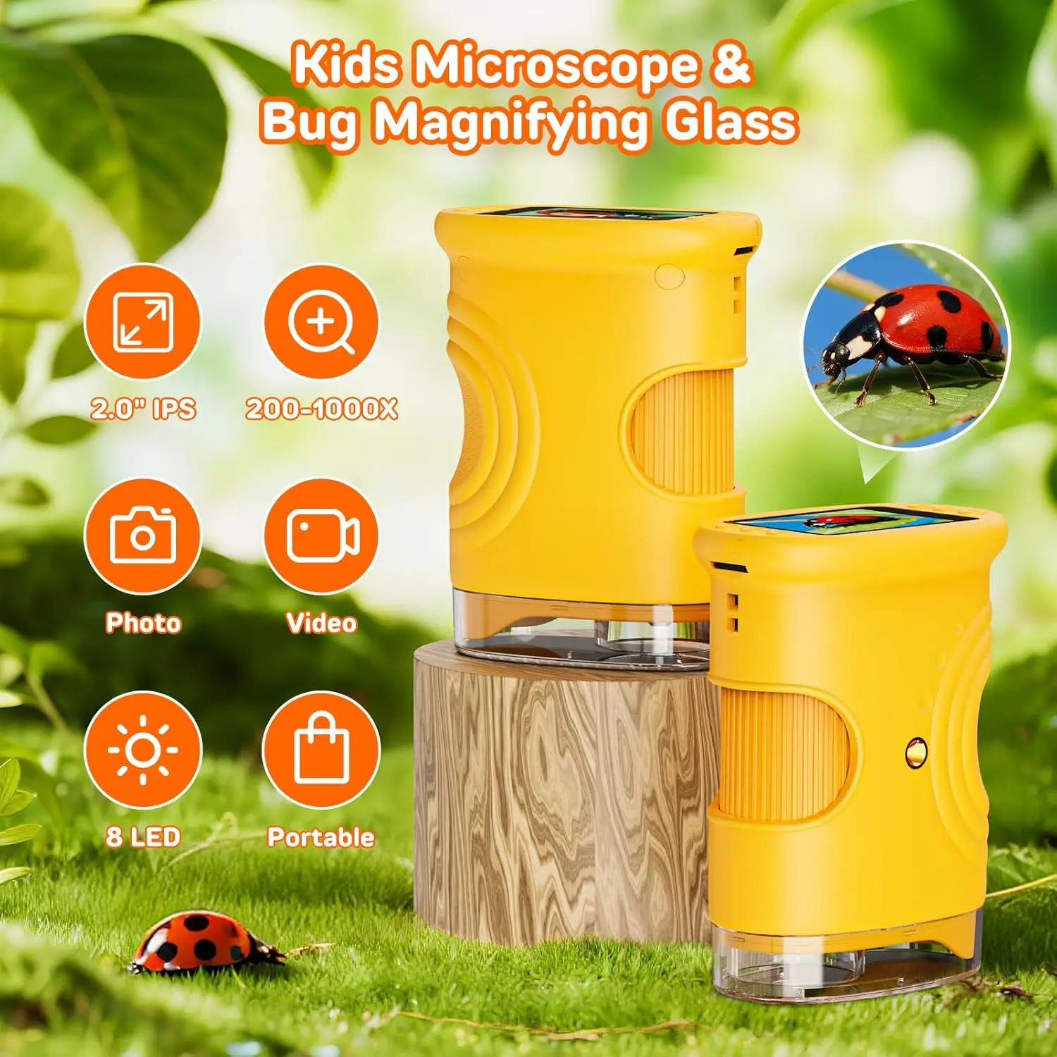 1000X Handheld Digital Microscope for Kids Pocket Microscope with 2.0