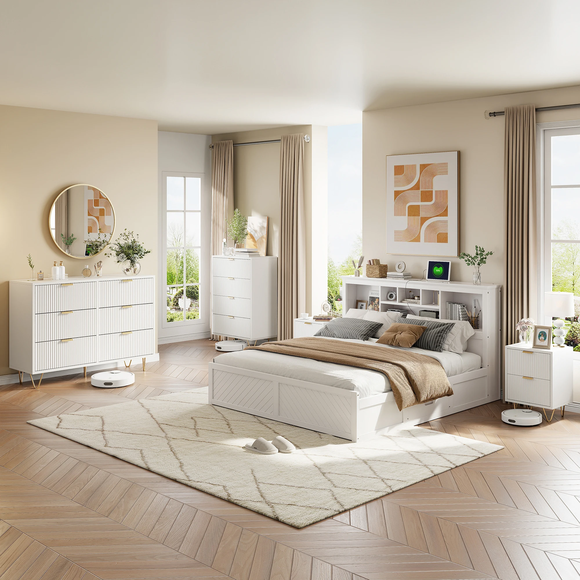 Rosahqnda خزانة ذات أدراج بيضاء 4 أو 6 أدراج خزانة تخزين حديثة S خزانة حماية البقشيش لغرفة المعيشة #2