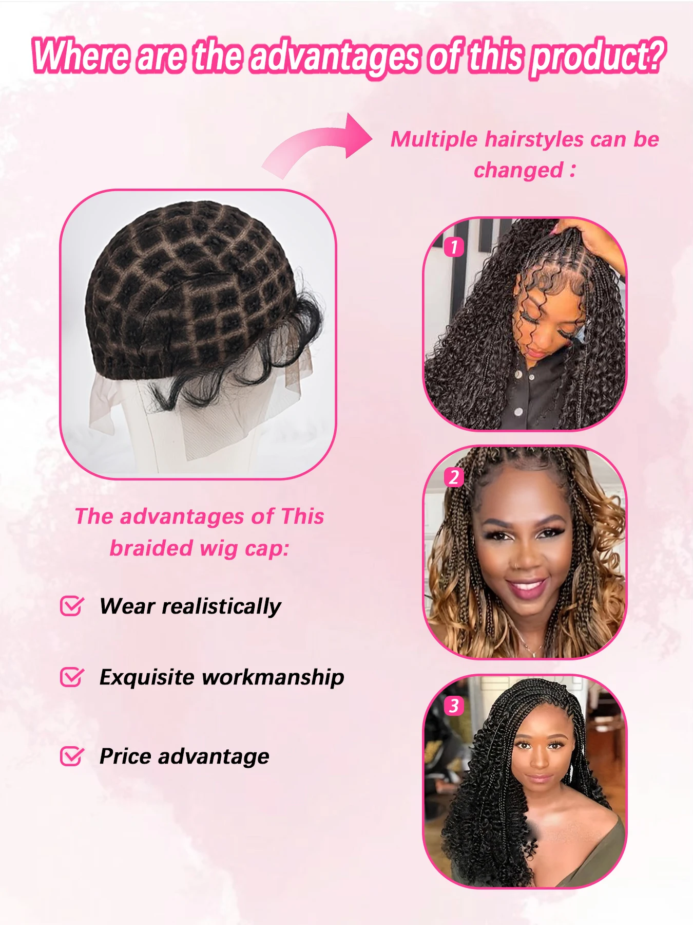 Premium Nylon Wig Cap  for Women ，DIY Weaving，Breathable & Comfortable，Double Full Lace Crochet Wig Cap with Baby Hair