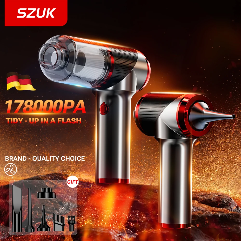 

SZUK Car Vacuum Cleaner 178000PA Powerful Wireless Portable Cleaning Machine Strong Suction Mini Handheld Vacuum Cleaner for Car