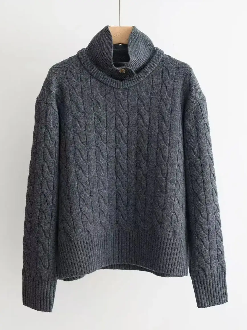 سترة بولو محبوكة فاخرة بلون سادة من صوف الكشمير