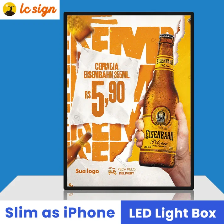 A4 Open Ultra Thin Light Box Photo Frame Poster Aluminum Snap Frame restaurant menu board temper glass led light box