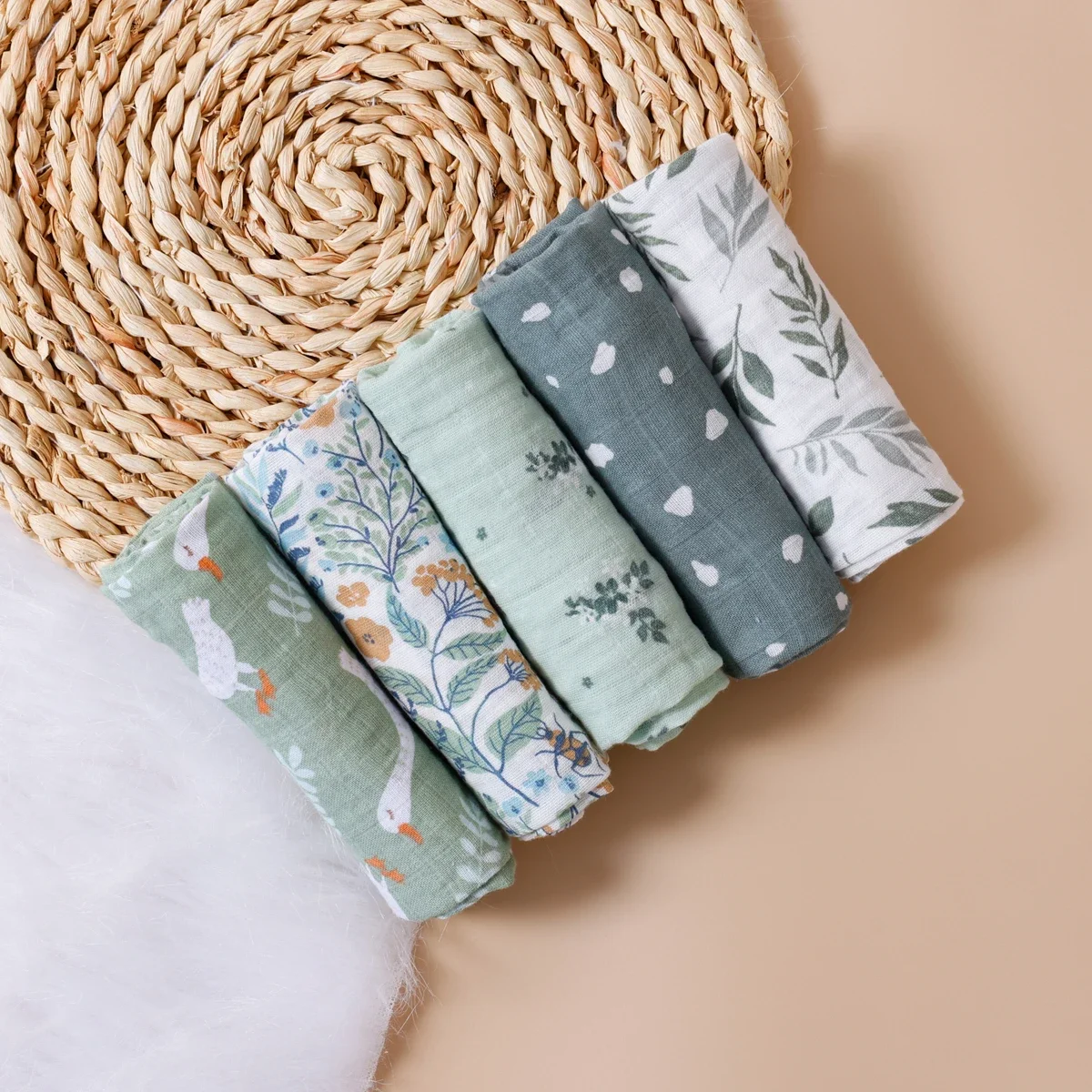 Kangobaby # Ma vie douce # Nouveau 5 pièces ensemble multifonctionnel bébé mousseline bavoir nouveau-né couverture respirant enfant écharpe 60x60 cm