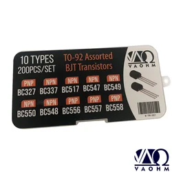 200PCS/SET BC327 BC337 BC517 BC547 BC548 BC549 BC550 BC556 BC557 BC558 TO-92 Transistor Assortment Kit