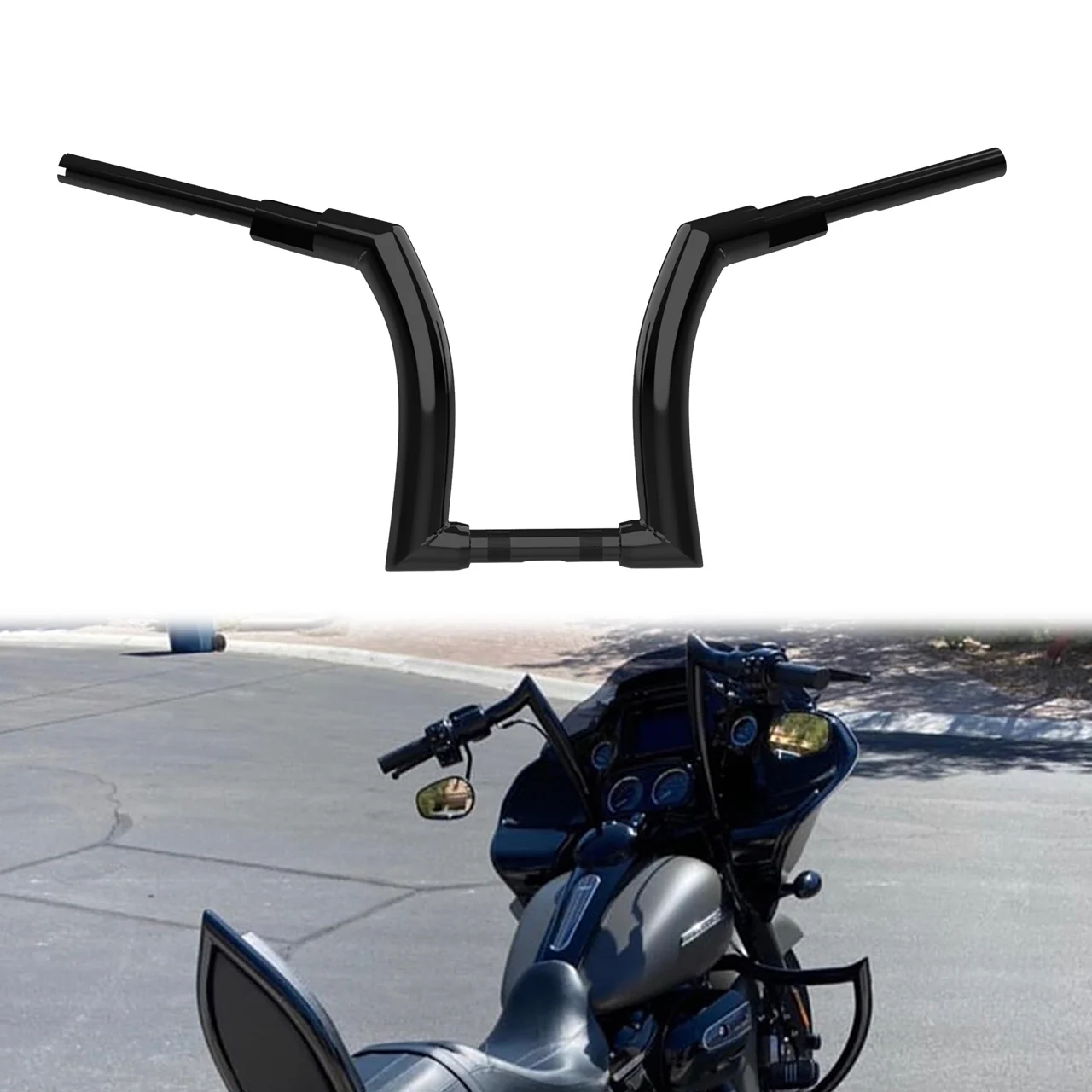 

Motorcycle 12" Black 1.25" Ape Hanger Handlebar Fit Harley Touring Road King FLHR 14-20 Electra Street Glide