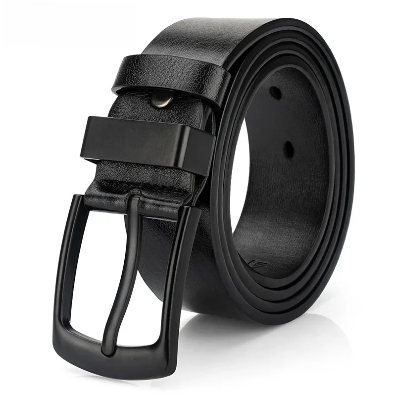 Maikun Ceinture décontractée vintage pour homme avec boucle ardillon noire pour étudiant - Large ceinture en cuir polyvalente