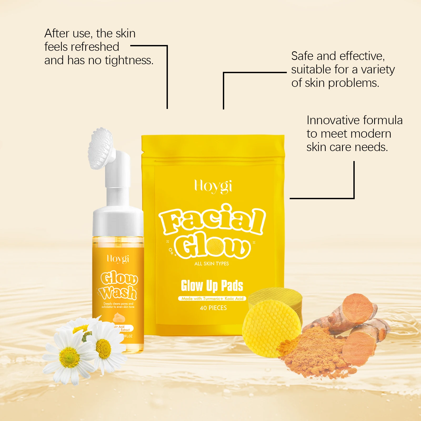 Hoygi Skin Care Whitening Anti Aging Brightening Dark Spots Winkles Removal Natural Vitamin C & Turmeric Moisturizer Face Cream