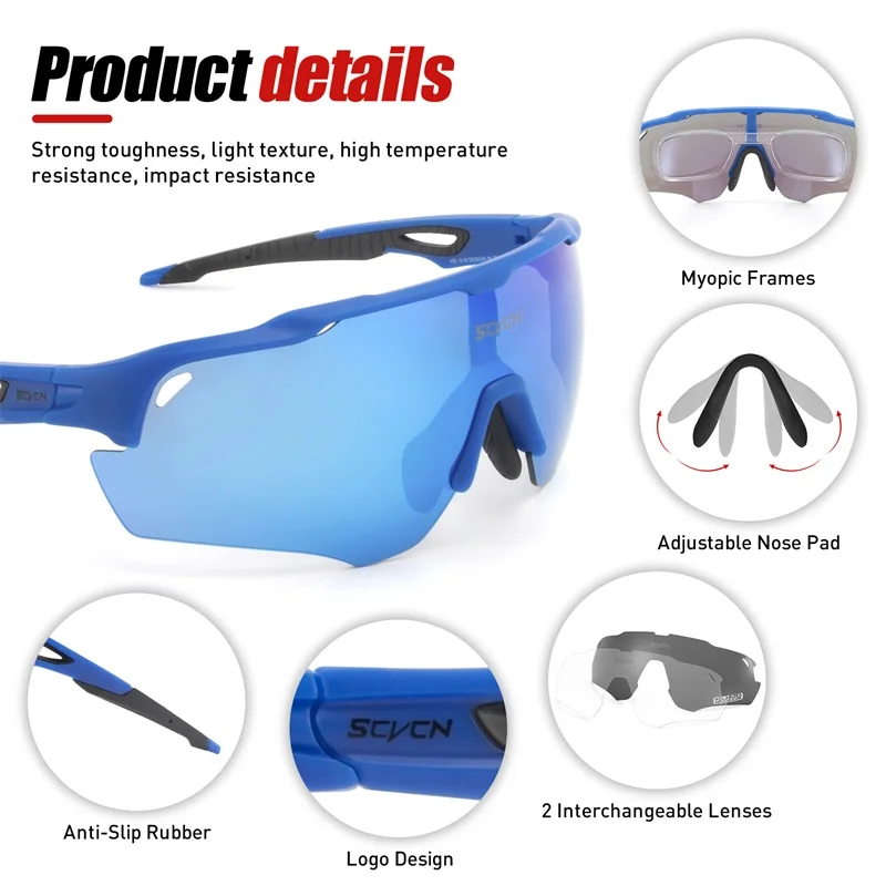 SCVCN lunettes de soleil de cyclisme hommes femmes vtt lunettes de vélo UV400 lunettes de Protection de pêche polarisées lunettes de vélo