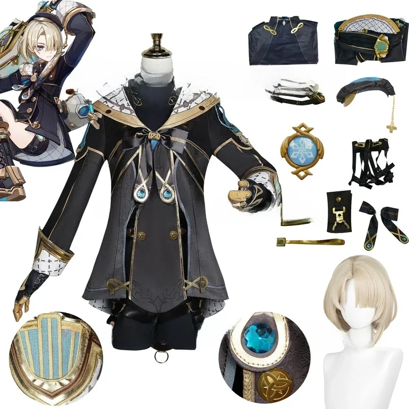 Nieuwe collectie Freminet cosplay kostuum Genshin impact Freminet cosplay pruik uniform outfits met hoed prop fremi # 1 #   W - afbeelding 2
