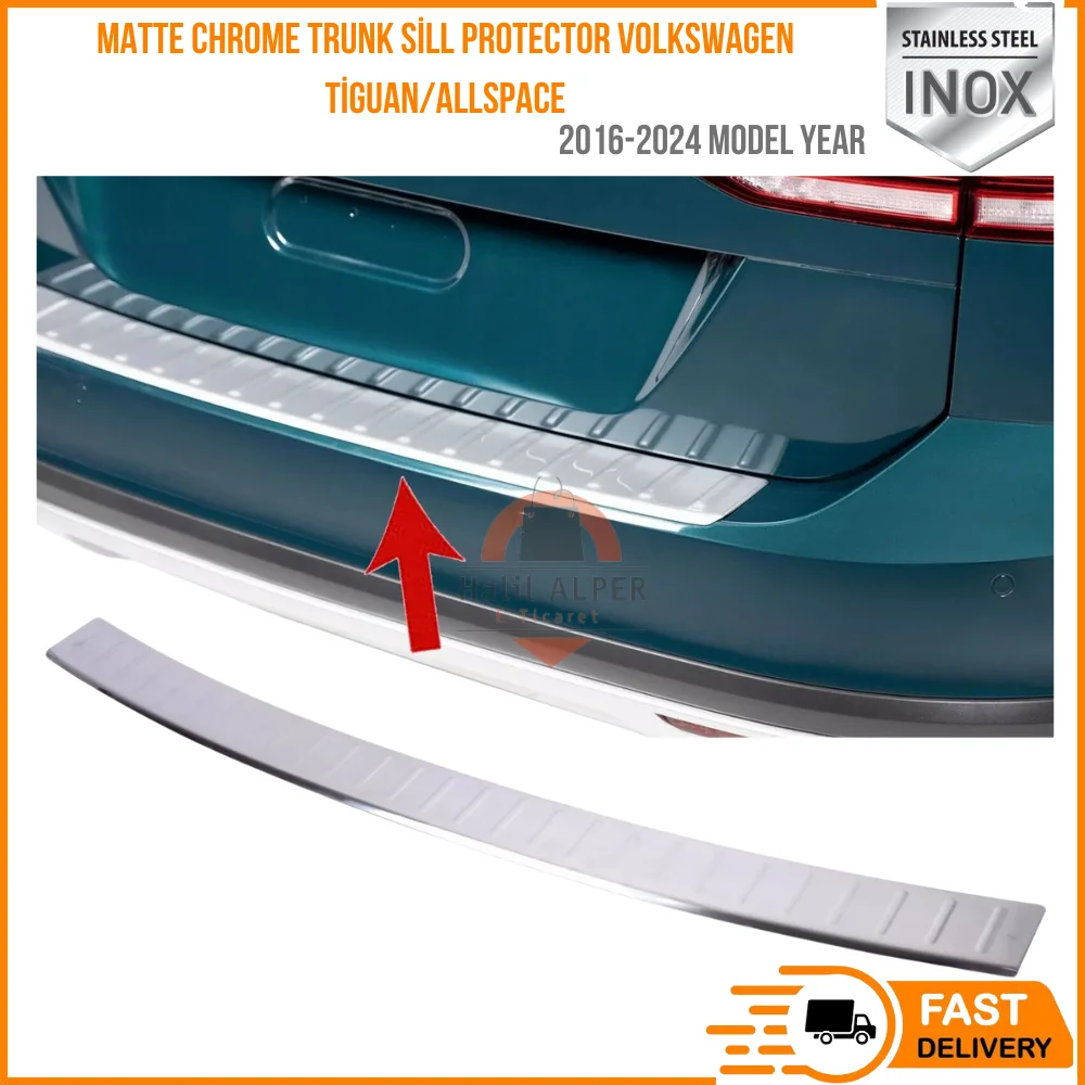 For Matte Chrome Stainless Steel Trunk Sill Protector Volkswagen Tiguan/Allspace 2016-2024 affordable car parts high quality