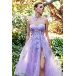 Amanda Fairy Purple A-line Prom Dress Elegant Sweetheart Party Dress Fairy Evening Dress Flower Embroidery Christmas Dress