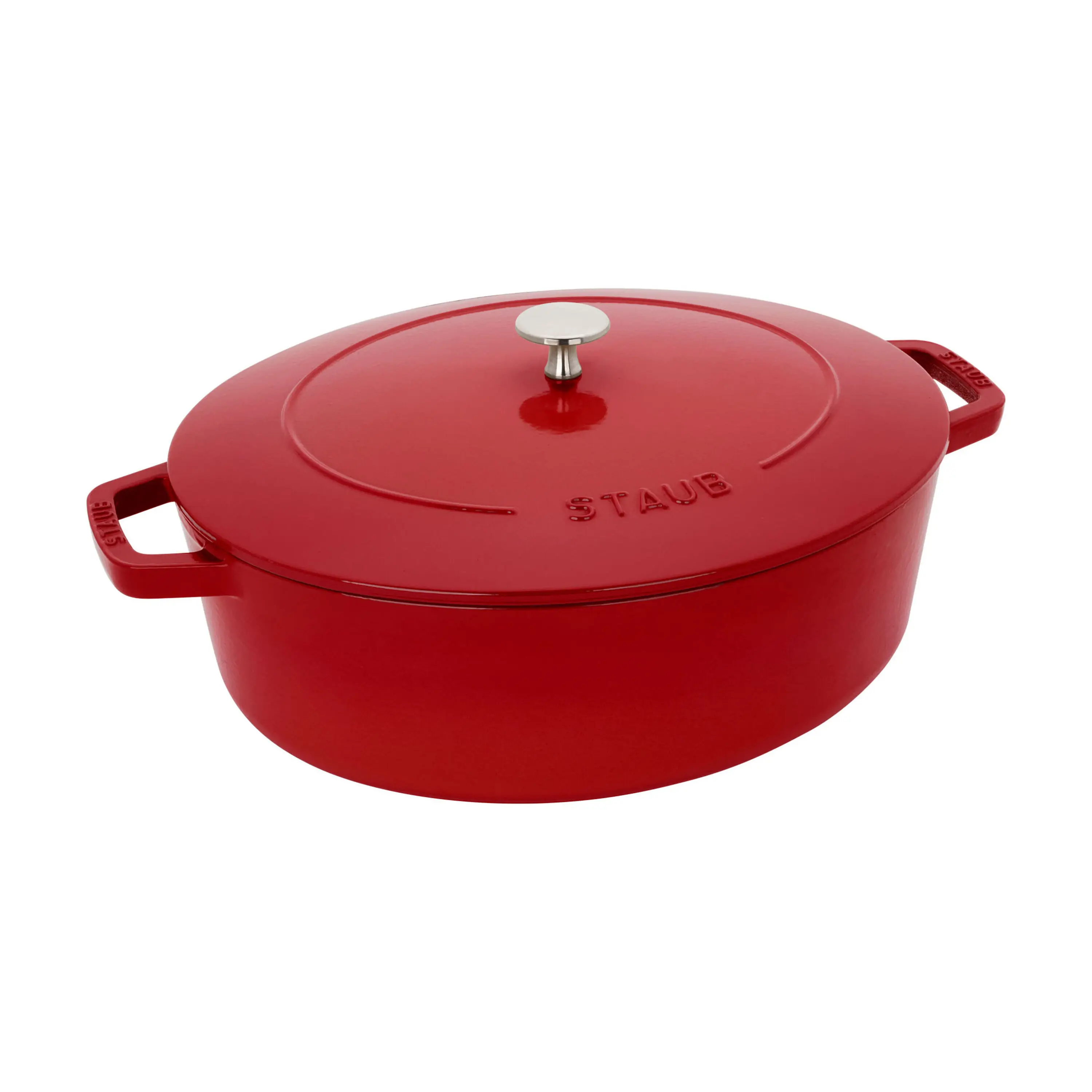 Staub Cast Iron 6.25 Qt, Wide Oval Dutch Oven, Cherry