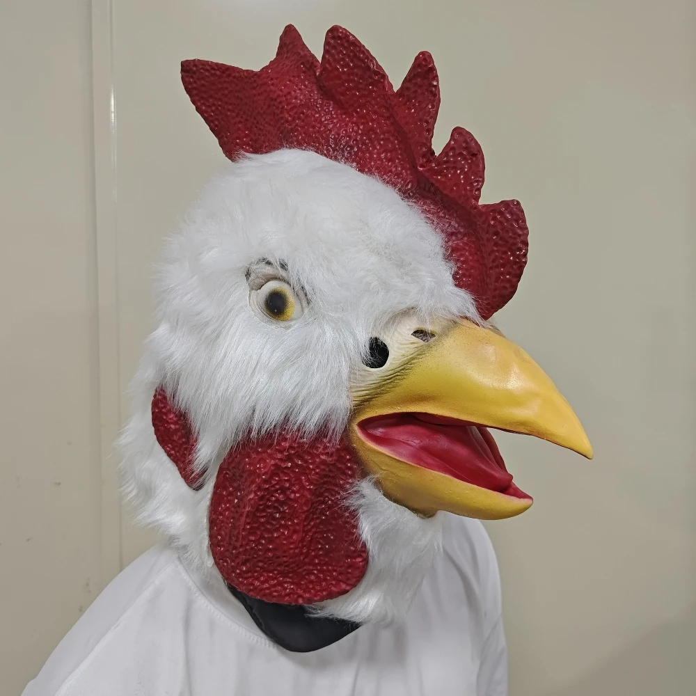 オンドリの頭マスク ハロウィンコスチューム コスプレ ラテックス動物面白いマスク マイアミコスプレキラー小道具 動物マスクヘッドカバー