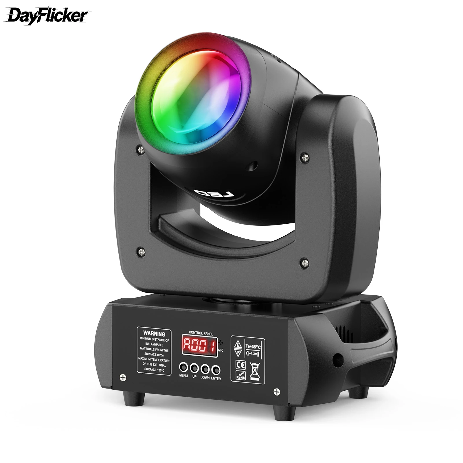 DayFlicker 200W Moving Head Beam with 18 Prism 11/13CH DMX RGBW LED Pinspot Light Effect for DJ Party Light Club Bar Stage Lighting