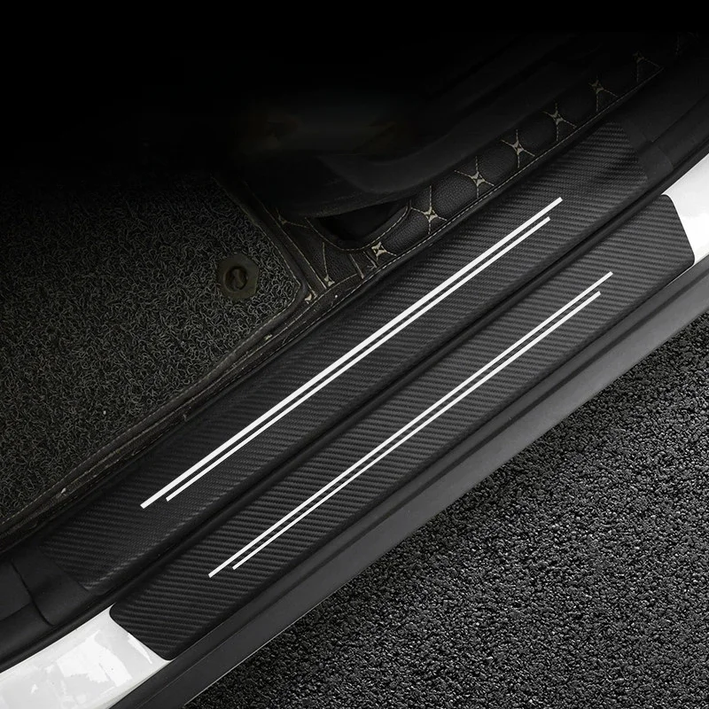 Bande de Protection universelle pour seuil de porte de voiture, Imitation Fiber de carbone et cuir, accessoires autocollants décoratifs robustes et durables pour voiture, nouvelle collection
