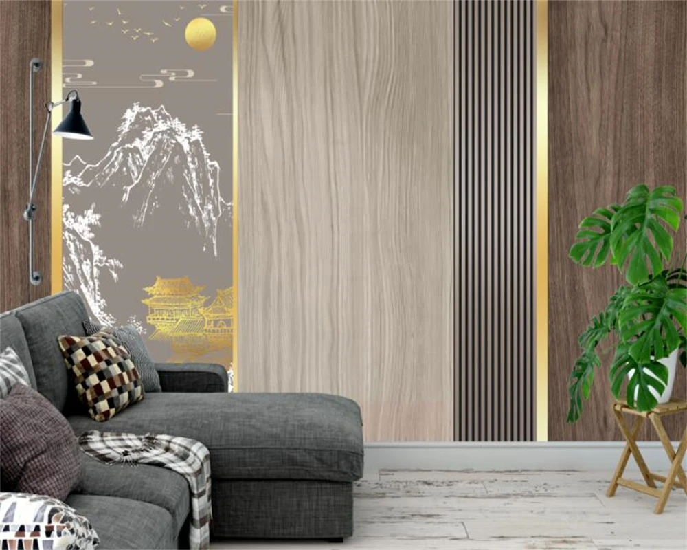 beibehang Customized latest modern, minimalist, luxurious, high-end solid wood grille, bedroom sofa, background wallpaper