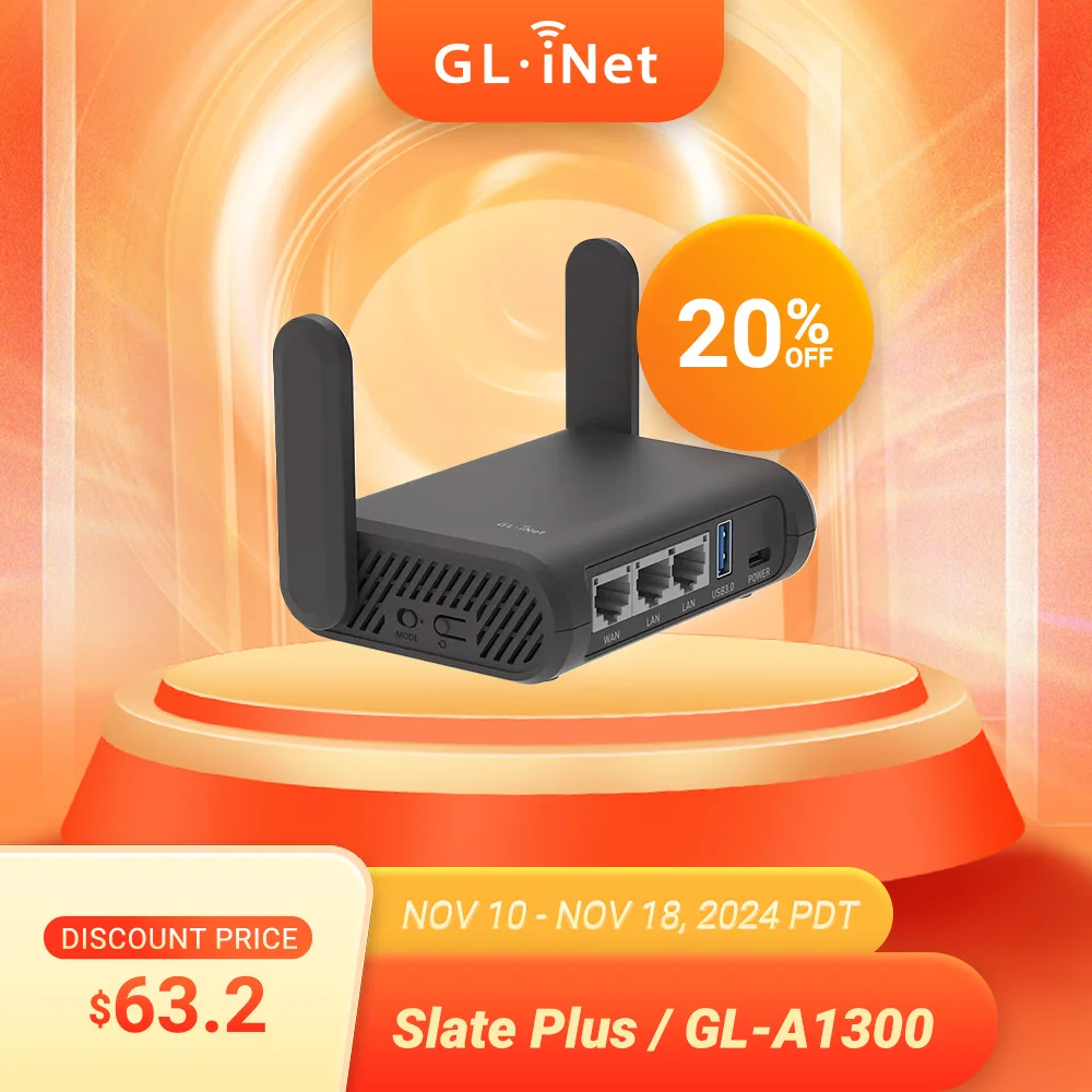 Gl. Inet Slate Plus (GL-A1300) Draadloze Vpn Versleutelde Reisrouter-Eenvoudig In Te Stellen,