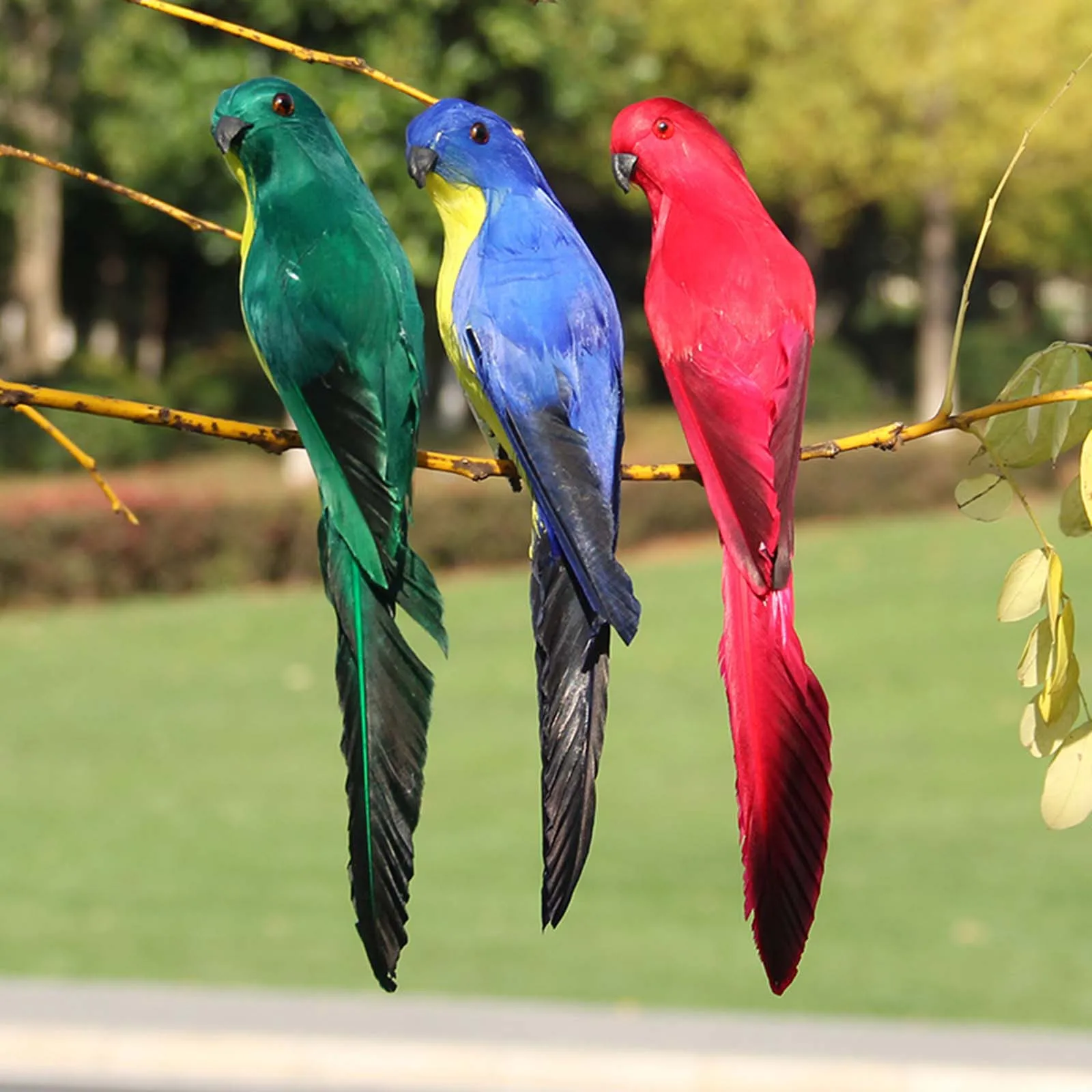 1x Realistic Parrot Bird Artificial Feather Outdoor Garden Tree Decor 45cm Artificial Parrot Bird Decoration Figurine