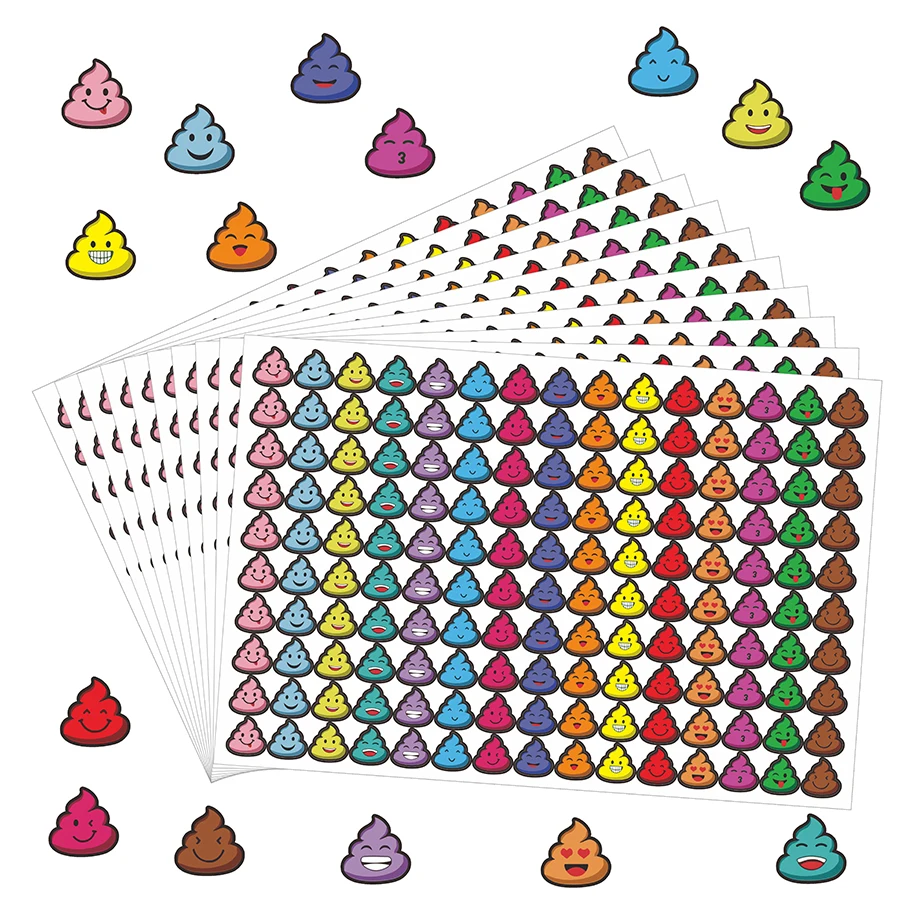 1500 pegatinas coloridas con cara de caca: mini etiquetas autoadhesivas en 15 diseños para álbumes de recortes, diarios, manualidades de bricolaje.