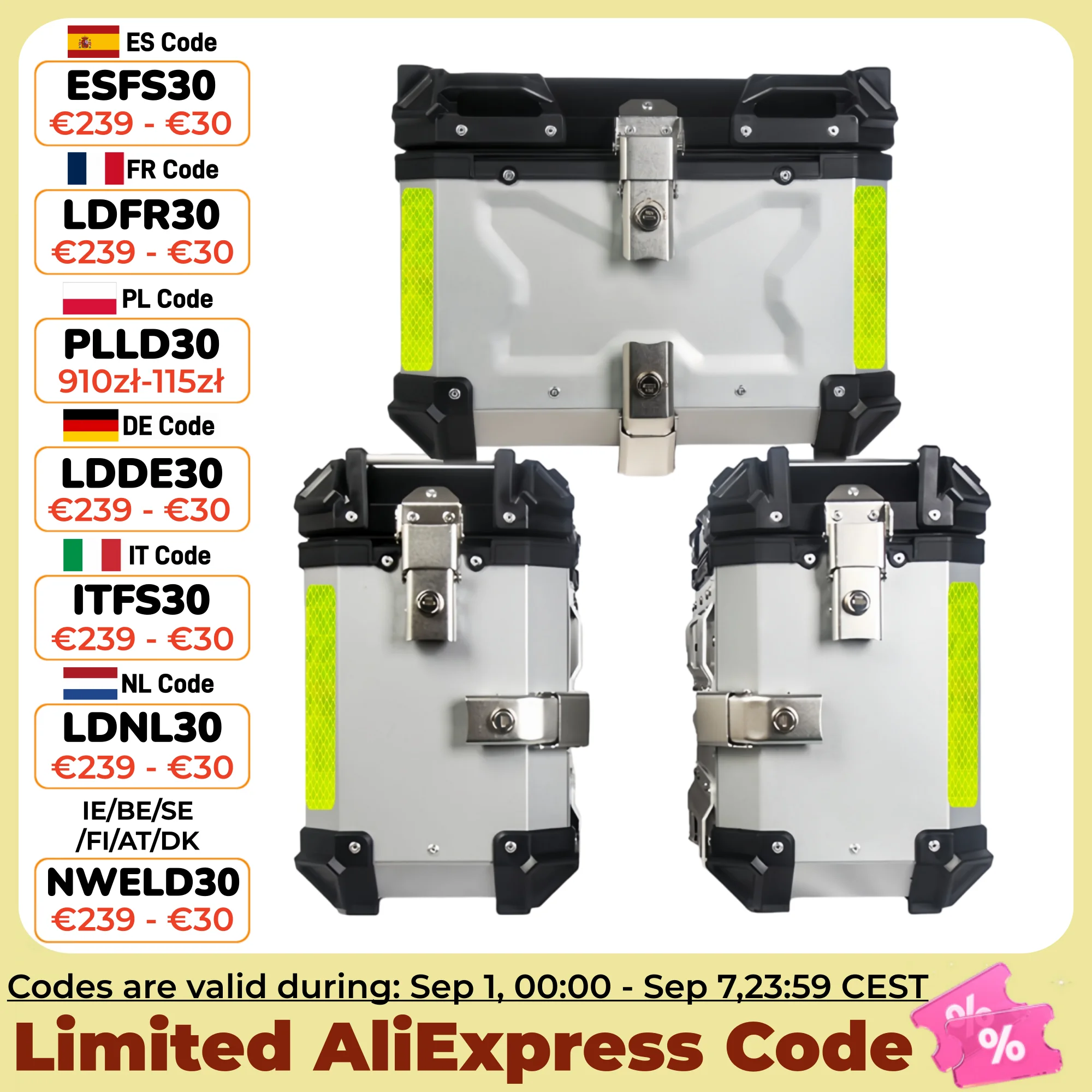 Image of 45L, 55L, 65L Aluminium Motorrad-Topcase Silber 38L Motorrad-Seitenkoffer Wasserdichter Schnellverschluss-Koffer Heckkoffer Helmkoffer Werkzeugkoffer