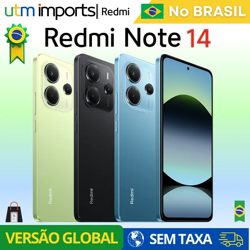 Xiaomi Redmi Note 14 256gb 8gb, 128gb 6gb, Versão Global, 4G, ROM Global, Estoque Local