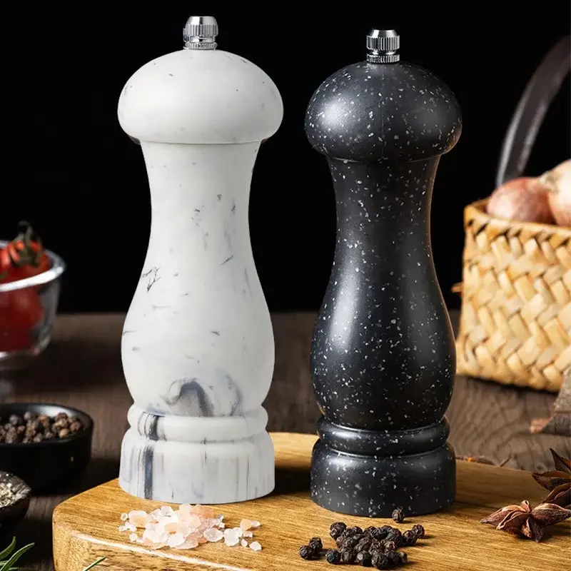 Moulin à Sel et Épices Manuel de 6 Pouces, Bouteille d'Assaisonnement à Motifs de Marbre, Shaker de Cuisson pour Barbecue