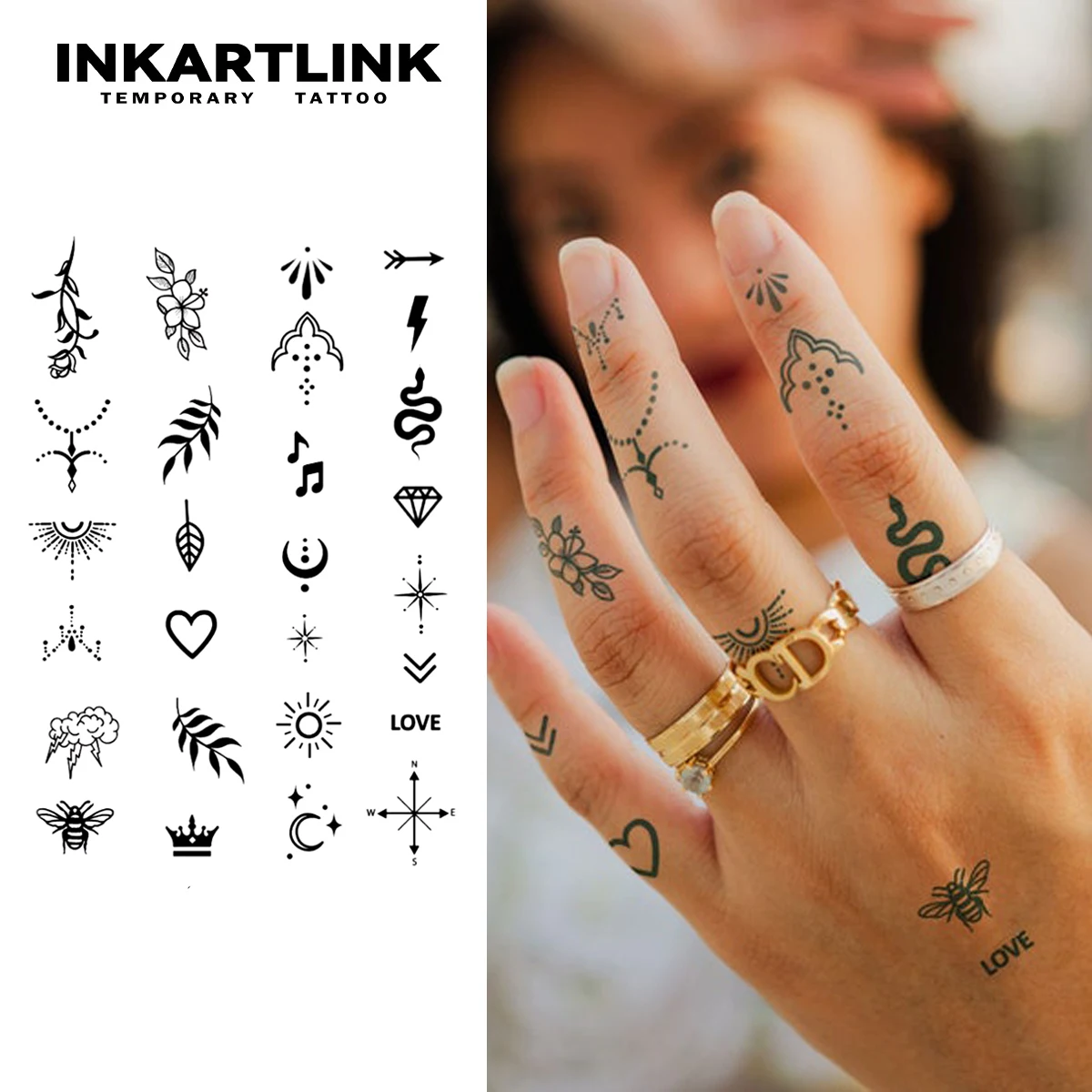 Henna Finger Tattoo (1) temporary tattoo sticker, waterproof magic tattoo, lasts to 15 days fake tattoo, semi permanent tattoo