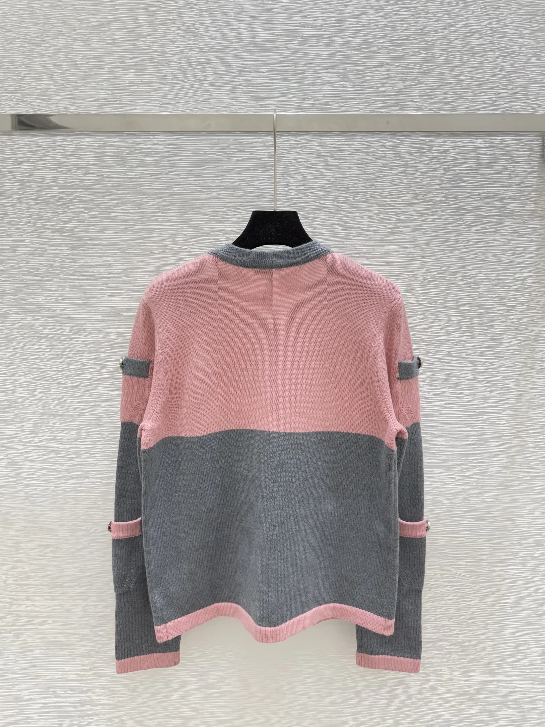 

Autumn New Round Neck Pocket Decoration Color Blocking Casual Temperament Comfortable Cardigan Sweater