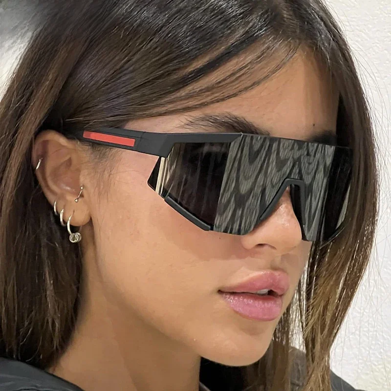 AliExpress SEVENT PEOPLE Sports Once-piece Shield Sunglasses Women Men 2025 Luxury Brand Designer Outdoor Cycling Steampunk