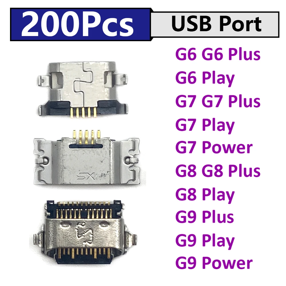 200PCS/Lot, Micro USB jack socket connector charger Charging Port For Motorola Moto G5 G5s G6 G7 G8 G9 Plus Play Power Lite