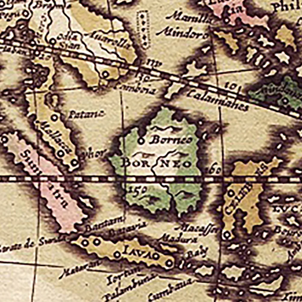 Vintage Decoración โปสเตอร์แผนที่ภาษาอังกฤษผ้าไม่ทอยุคกลาง Latin Art ภาพวาดห้องนั่งเล่น Study Office Supplies