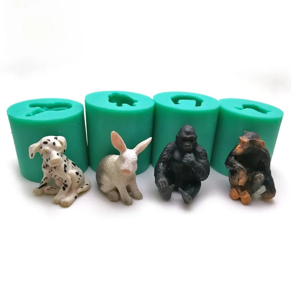 4 style Spotted Dog Bunny Silikonowa forma DIY Narzędzia do dekoracji Zwierzęta Małpa Goryl Ozdoba z żywicy Ręcznie robiona świeca Forma gipsowa — zdjęcie 2