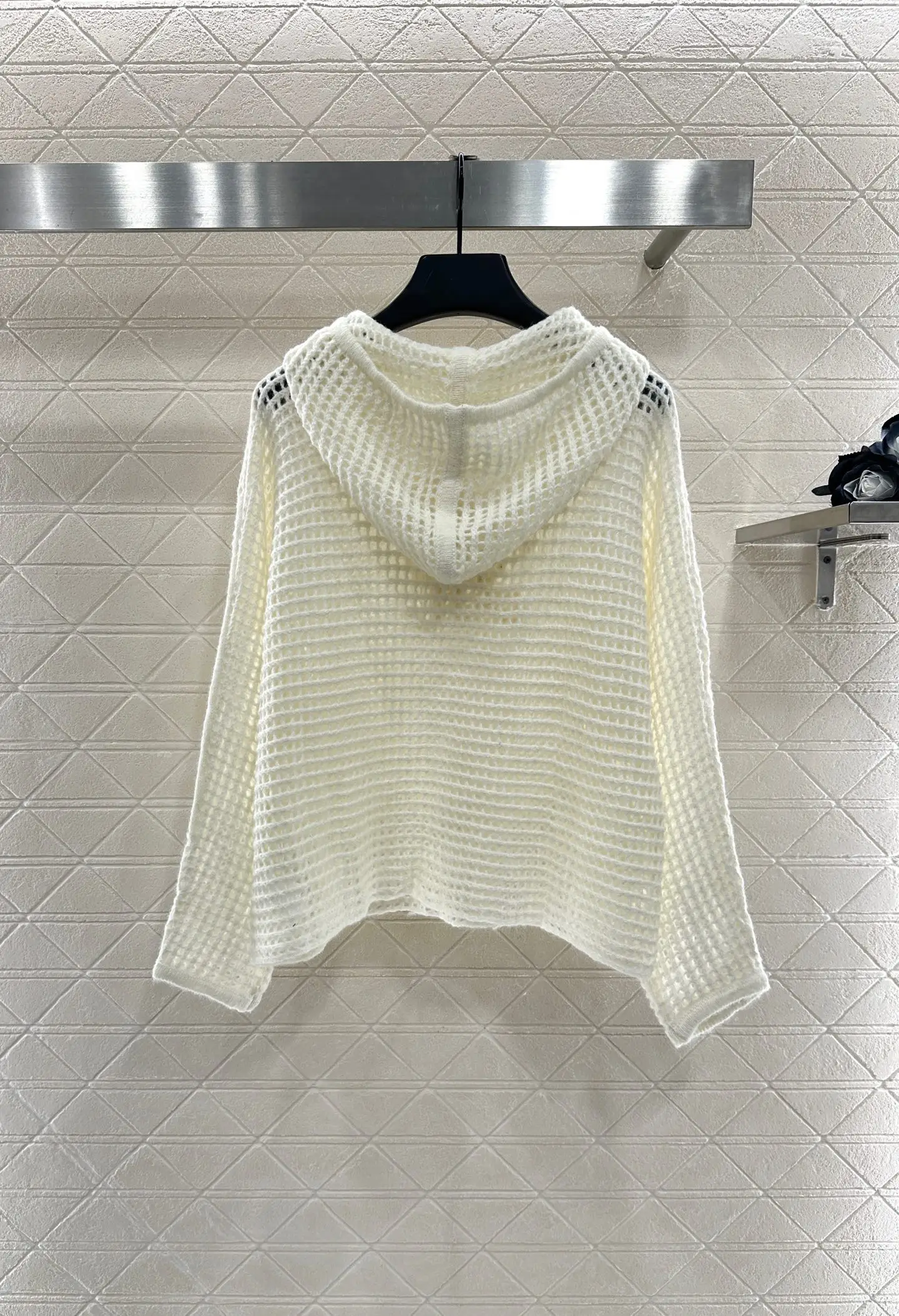 

High quality autumn and winter women's embroidered hollow pullover hooded knitted sweater SU43