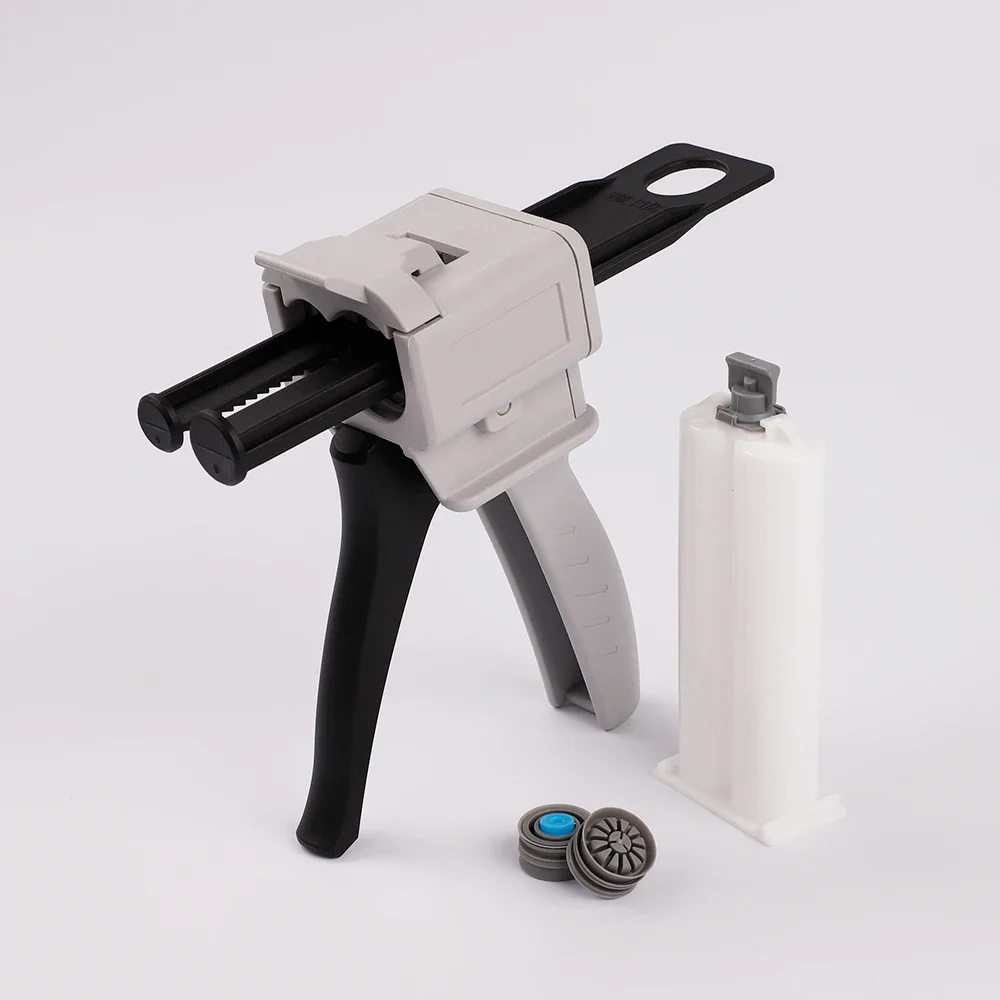 50ml Dispensing Gun AB Glue Gun Two-component Glue Gun 1:1/2:1 Epoxy Resin Gun With 4 Mixing Tubes 2 Empty Dual Cartridges