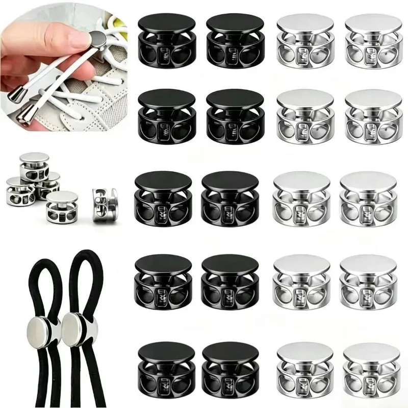 4PCS Metal 2 Hole Spring Cord Stopper Anti Slip Drawstring Adjuster for Shoes Bags Hoodies Clothing DIY