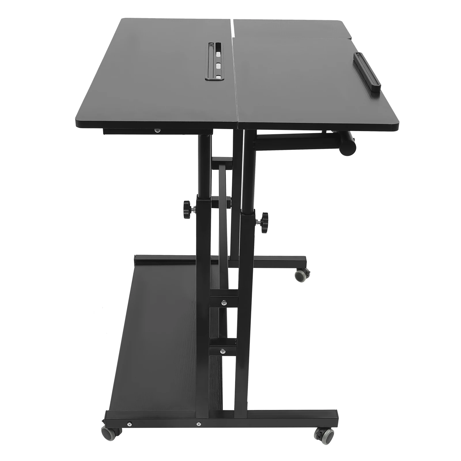 Móvel ajustável Stand Up Desk, Mesa para laptop com rodas, Mesa de armazenamento, Home Office Workstation, Mesa rolante, Carrinho preto para laptop