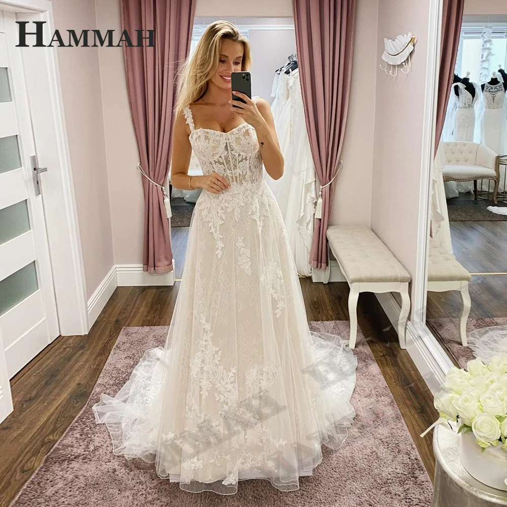 2024 Modest Brush Train Wedding Dresses Brides Gown Tiered Appliques Backless Sposa Vestidos Bridal Party Suit Robe De Mariée