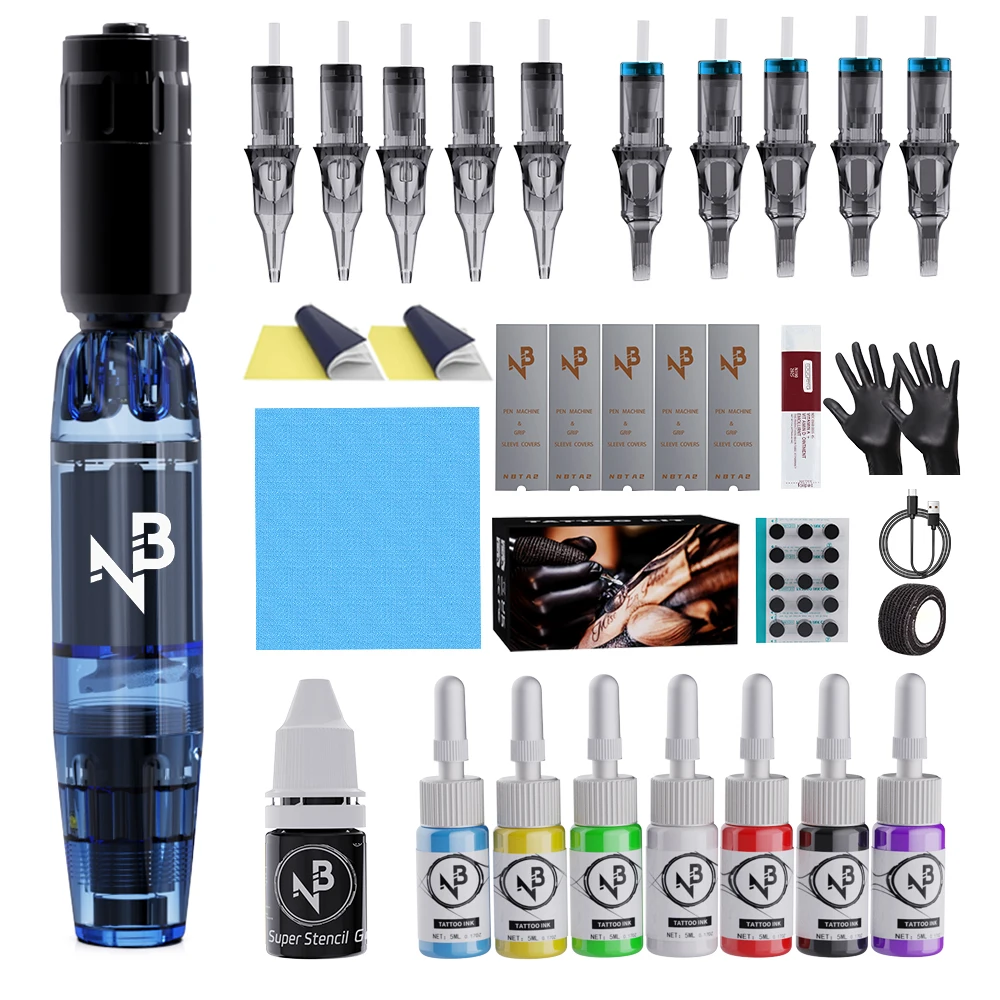 

Inksoul Wireless Tattoo Pen Set, Tattoo Battery USB Charging, 10 Needles, 7 Colors of Tattoo Ink and Mixing Cups, Etc
