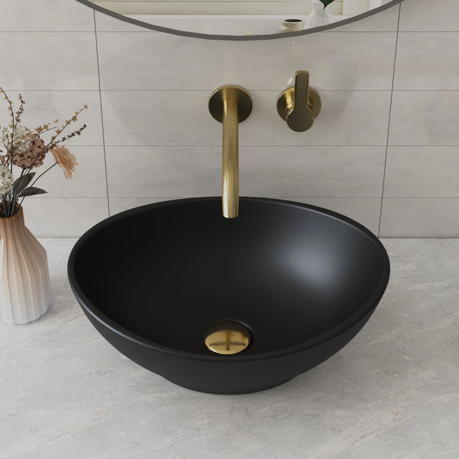 Lavabo De Comptoir Deervalley Ovale Sans Trop-Plein 40 X 33 X 14,5 Cm Noir | Lavabo De Style Art DéCo Moderne, éMaillé Et Facile à Nettoyer, Adapté Pour Salle De Bain Ou Toilettes D'invitéS-image