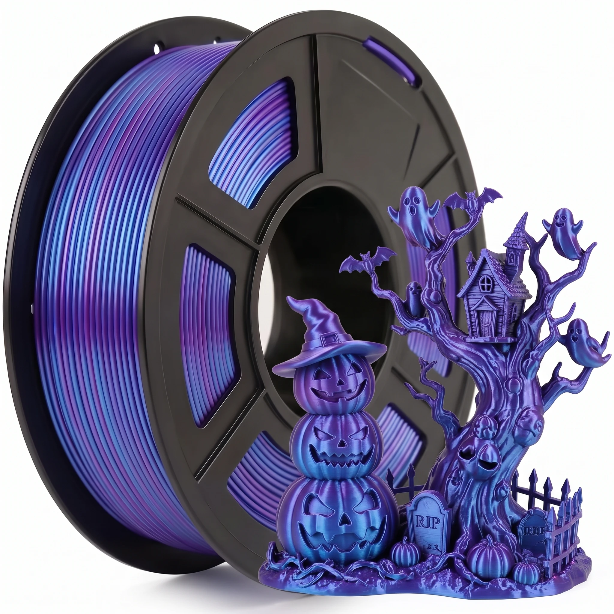 Halloween Silk PLA 1.75mm Dual Color Coextrusion Filament 250g Color Change for Creative 3D Printer Projects