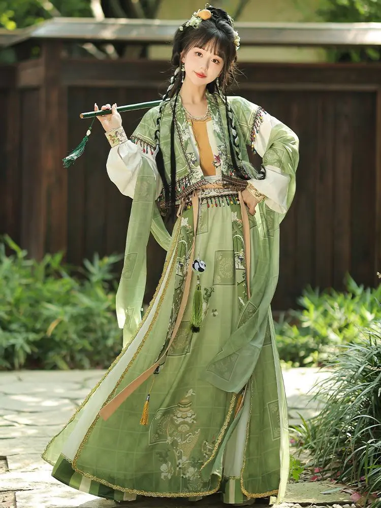 Chinese Hanfu Dress Women Cosplay Costume Vintage Ancient Exotic Style Green 3pcs Sets Party Outfit Hanfu Dress Plus Size XL