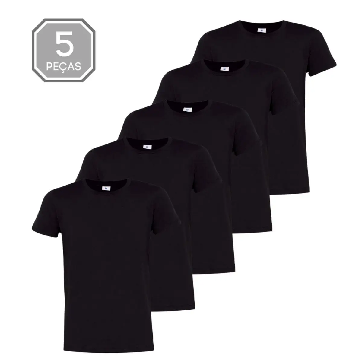 Kit 5 Camisetas de Poliéster/sublimática Manga Curta Preta