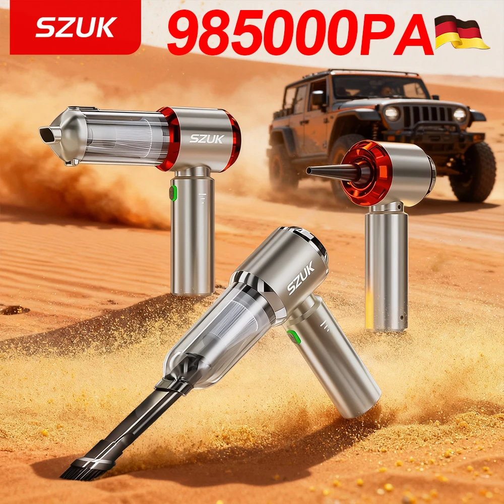 

SZUK Car Vacuum Cleaner 985000Pa Powerful Cleaning Machine Portable Cleaner Strong Suction Wireless Handheld Mini Vacuum Cleaner