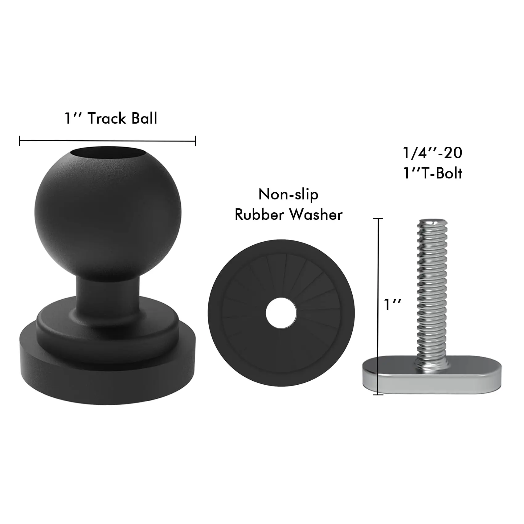 Aventik 1.5In or 1In Track Ball T-Bolt Mount Track Ball with 1/4In 20 x 1 T-Bolt Attachment for Kayaks And Boats