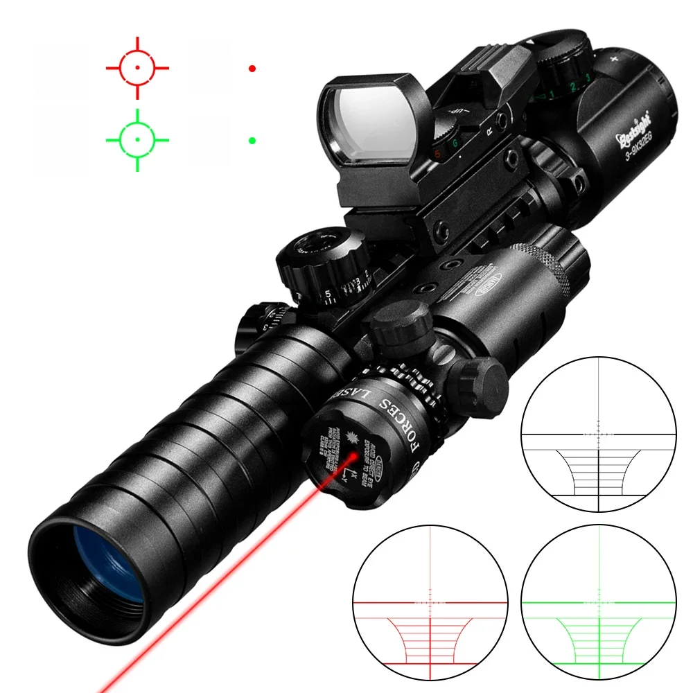 3-9X32 EG Scope 3-in-1 Combo Jachtkijker Rood Groen Verlicht met Holografische Reflex 4 Reticle Rood Groen Puntvizier Caza - afbeelding 2