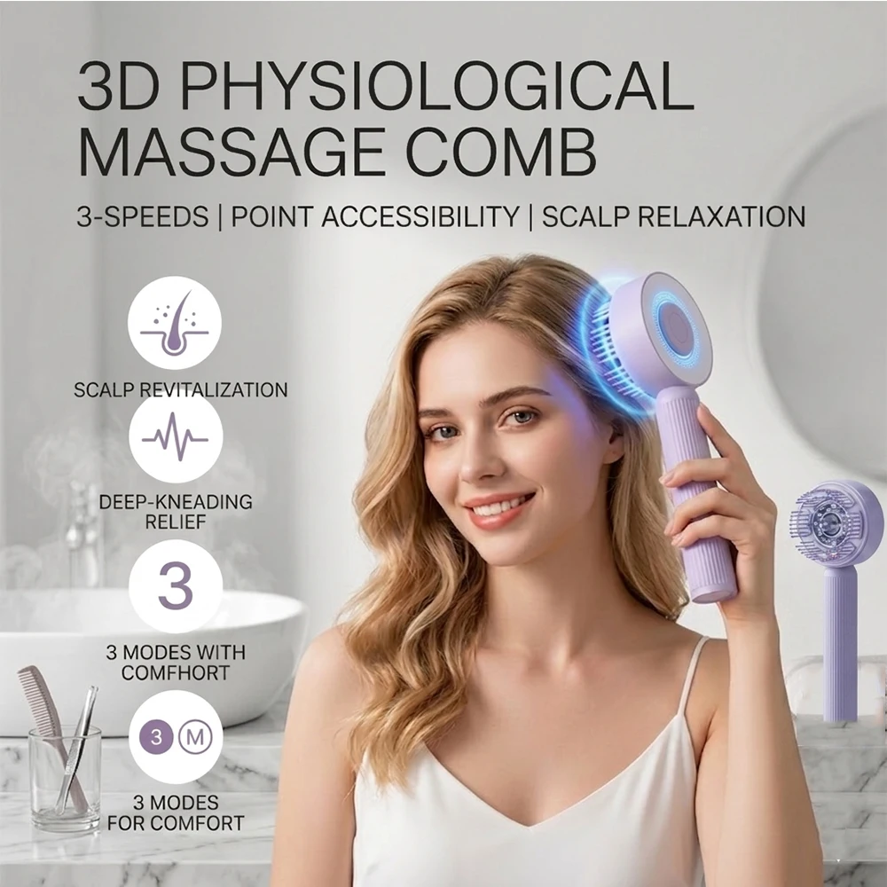 LLLT Electric Scalp Massager Hair Growth Comb EMS Red Light Laser Relax IPX7 Waterproof Head Kneading Massage BrushOil Applicato