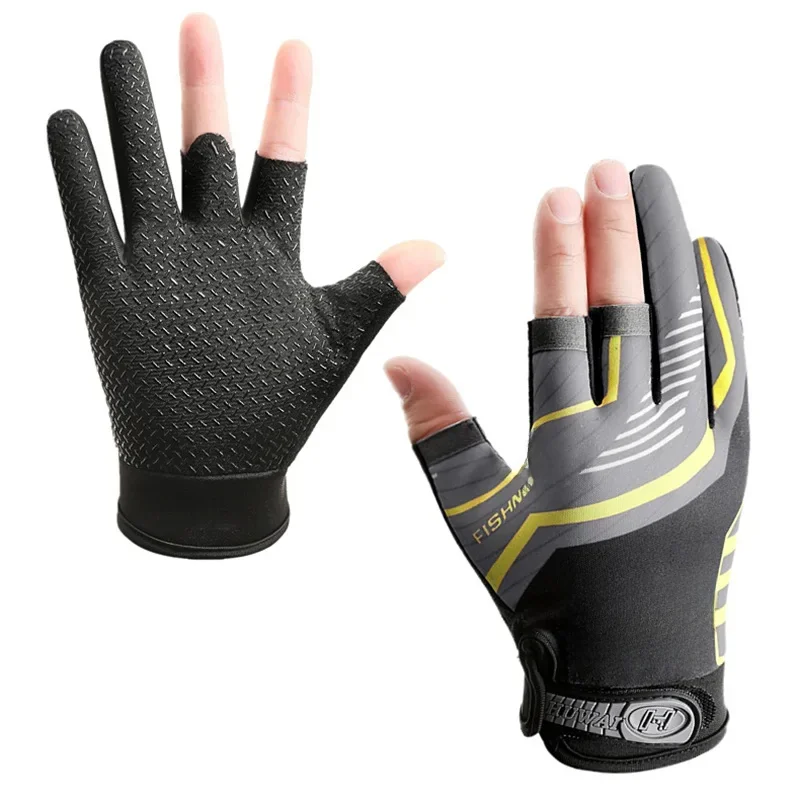 AliExpress Fishing Cycling Gloves Men Summer Three Finger Cut Gloves for Fishing Sun Protection Male Anti-Slip Drive Breathable Thin Gloves