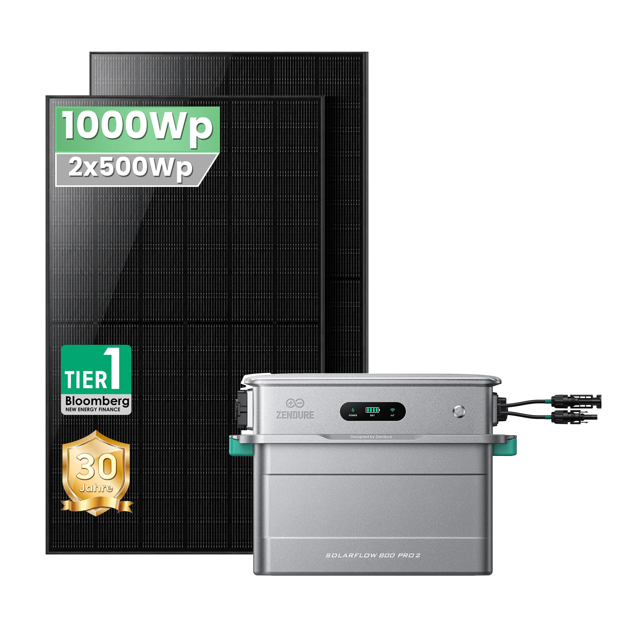 Zendure Solar Flow 800 Pro2, 1,92kWh + Solarpanel 2x500W Solarmodule 0% Mehrwertsteuer